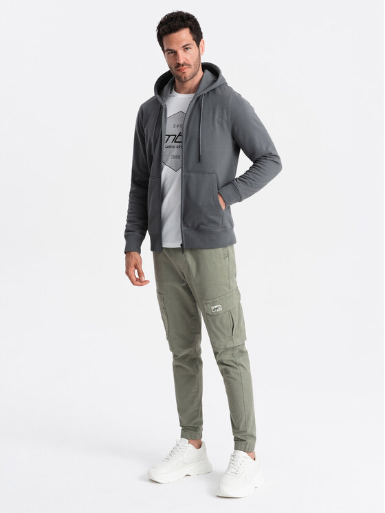 Ombre Ombre Mikina OM-SSBZ-0160 Šedá Regular Fit