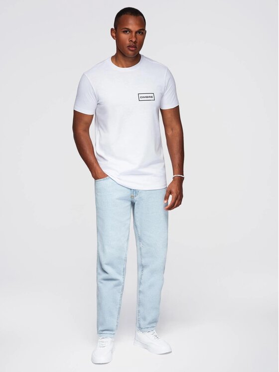 Ombre Ombre T-Shirt OM-TSPT-0231 Biały Regular Fit
