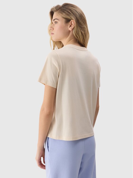 4F 4F T-shirt 4FWSS24TTSHF1360-12S Beige Regular Fit