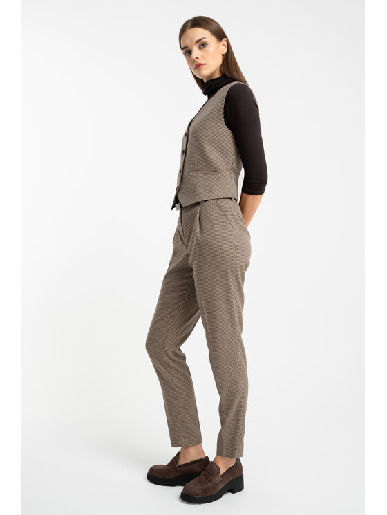 CLICK CLICK Kalhoty z materiálu 30-441 Hnědá Comfortable Fit