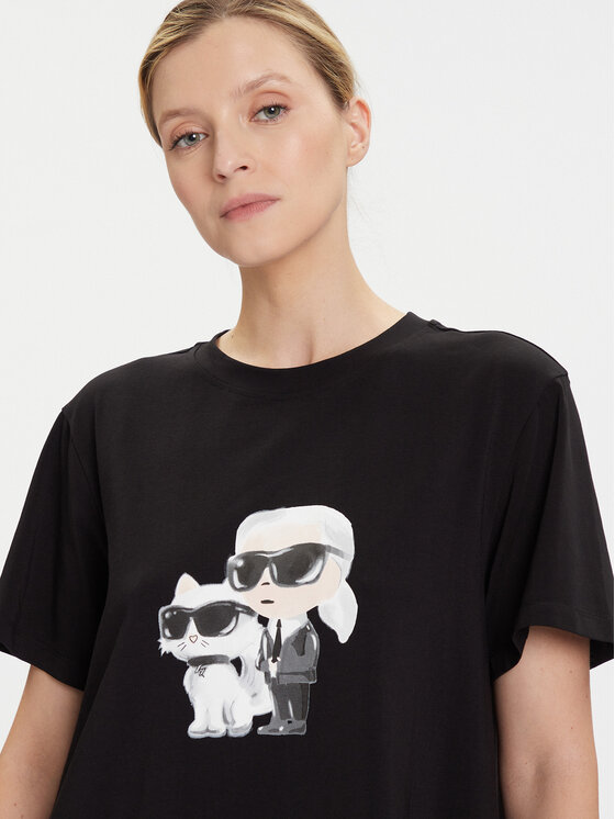 KARL LAGERFELD KARL LAGERFELD Koszula nocna A3W45007 Czarny Regular Fit