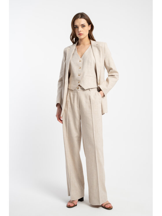 CLICK CLICK Marynarka 71-0022 Beżowy Regular Fit