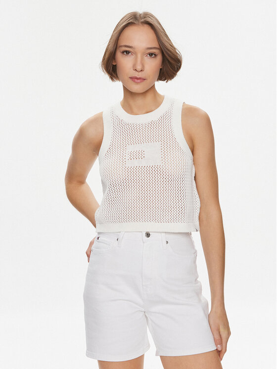 White tommy cheap jeans top