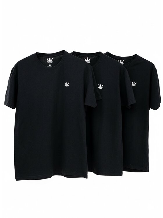 Jigga Wear Jigga Wear Komplet t-shirtów Koszulki korona klasyczne 3 sztuki zestaw Czarny Regular Fit