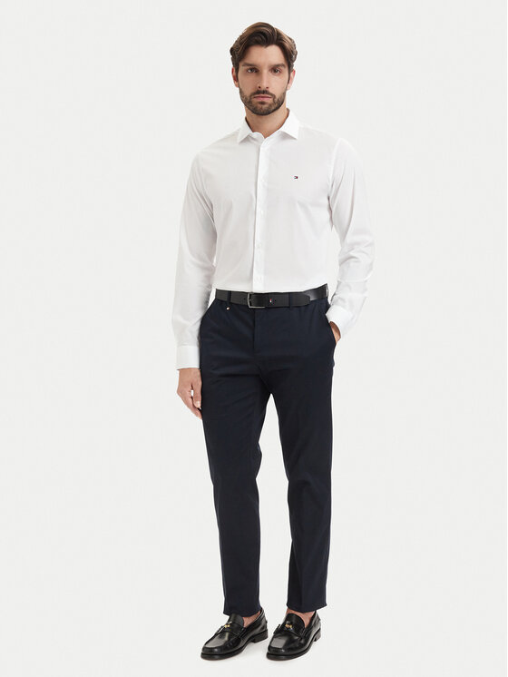 Tommy Hilfiger Tommy Hilfiger Marškiniai Cl Solid MW0MW43749 Balta Slim Fit