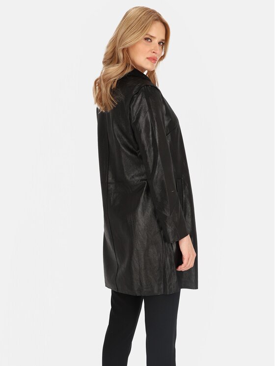 Perso Perso Płaszcz przejściowy BLE252675F Czarny Regular Fit