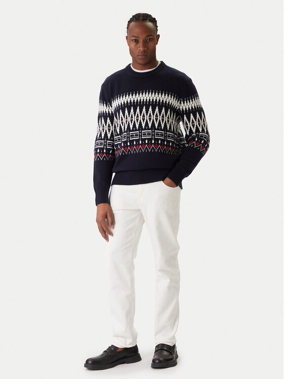 Tommy Hilfiger Tommy Hilfiger Pulover Fairisle MW0MW40844 Bleumarin Regular Fit