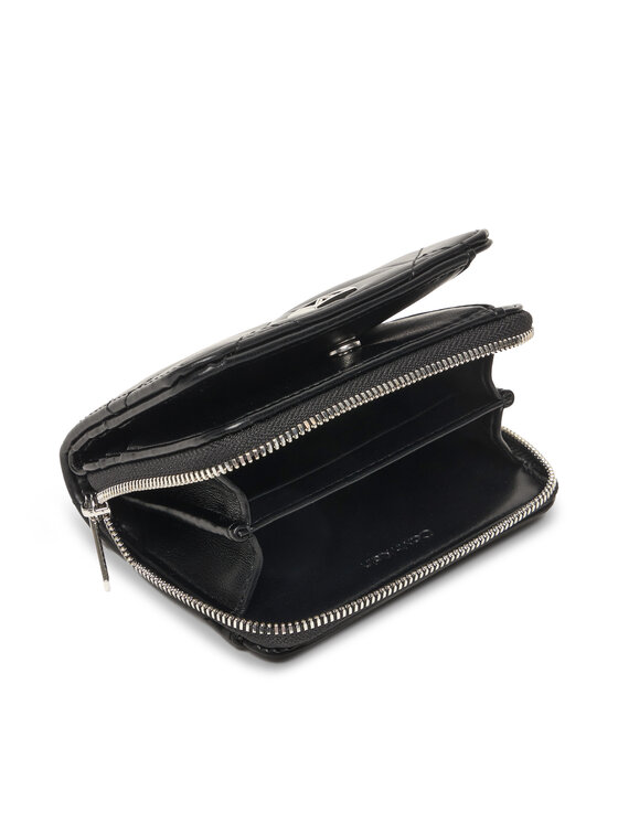 Calvin Klein Calvin Klein Denarnica Quilted Flap Zip Around LV04F1124G Črna