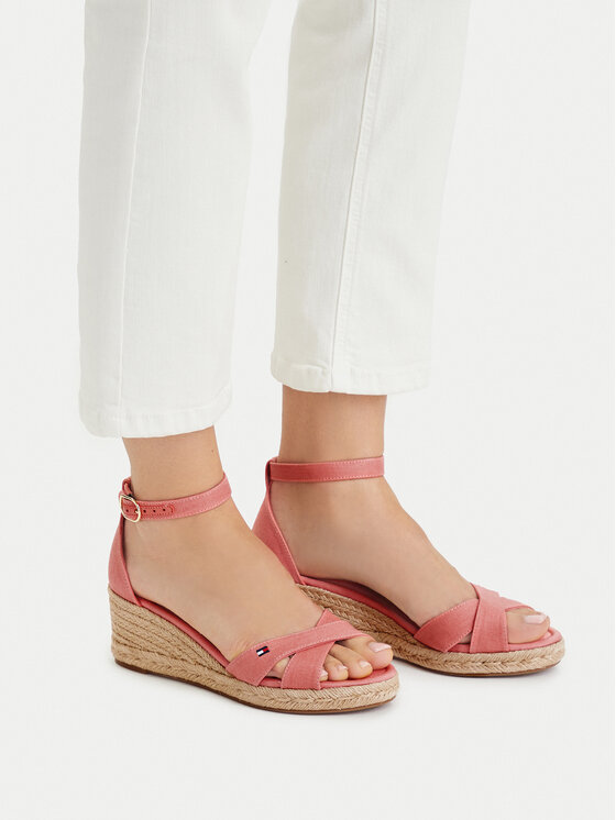 Tommy Hilfiger Tommy Hilfiger Espadrillid Hemp Crossover Strap Wedge Espadrilles FW0FW09332 Roosa