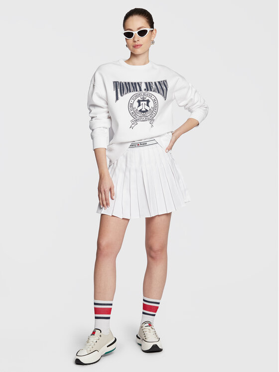 Tommy Jeans Tommy Jeans Gonna plissettata Logo DW0DW14983 Bianco Regular Fit