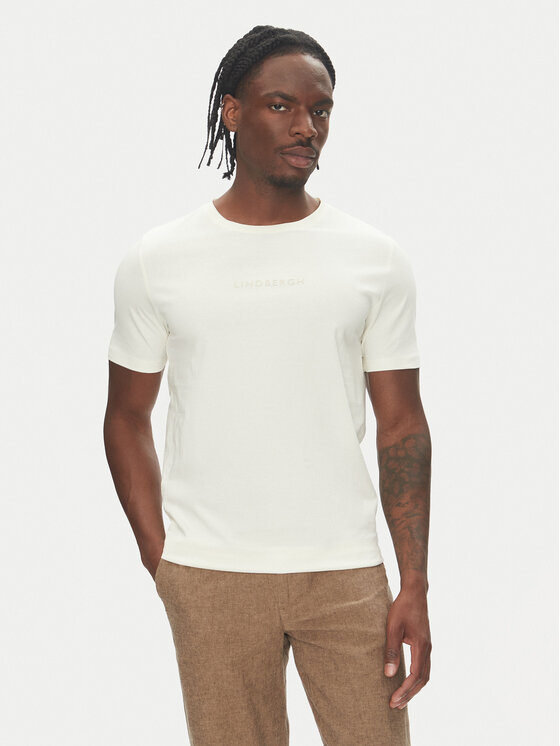 Lindbergh Lindbergh T-krekls 30-400200 Écru Relaxed Fit