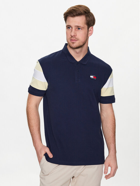 Tommy Jeans Polo Fabric Mix DM0DM16221 Tumši zils Relaxed Fit