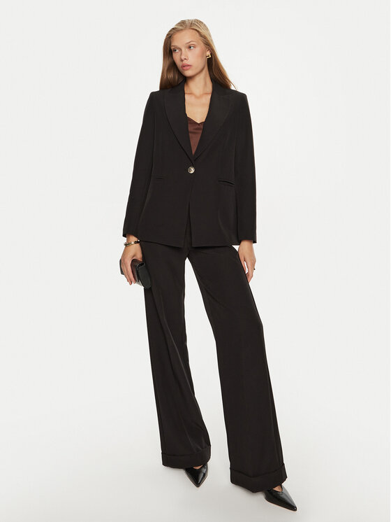 Maryley Maryley Medžiaginės kelnės 24IB563/43NE Juoda Regular Fit