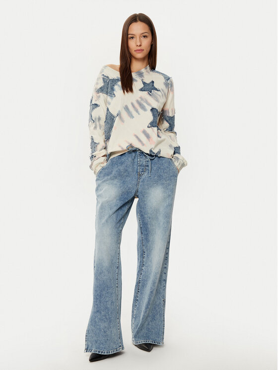 One Teaspoon One Teaspoon Bluza Denim Star 26795C Beżowy Relaxed Fit
