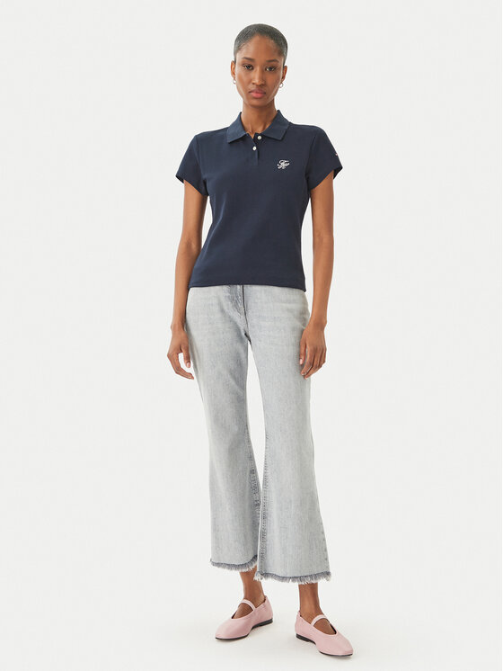 Tommy Hilfiger Tommy Hilfiger Тениска с яка и копчета 1985 Logo WW0WW49259 Тъмносин Slim Fit