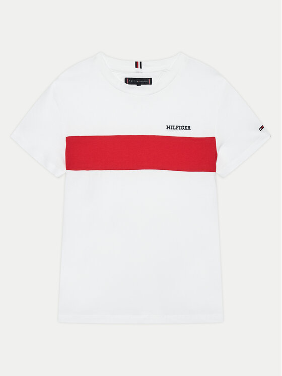 Tommy Hilfiger Tricou Colorblock Embroidery KB0KB09142 Alb Regular Fit