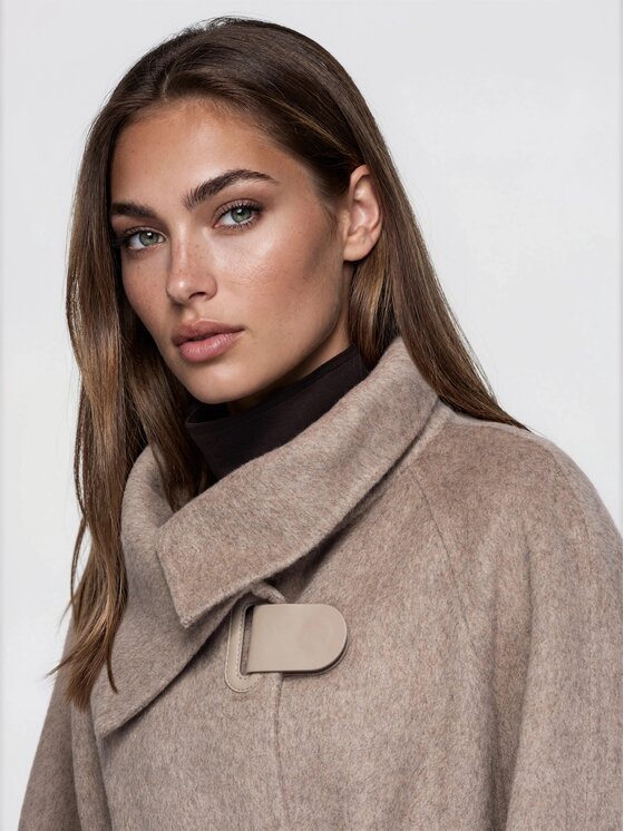Ombre Ombre Płaszcz przejściowy OW-CT-E0037 Beżowy Regular Fit