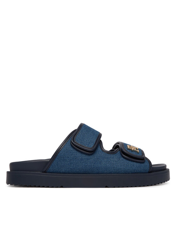 Tommy Hilfiger Tommy Hilfiger Klapki Double Strap Denim Sandal FW0FW09123 Niebieski