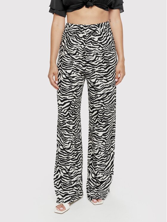Dress Point Dress Point Spodnie materiałowe Zebra Czarny Wide Leg