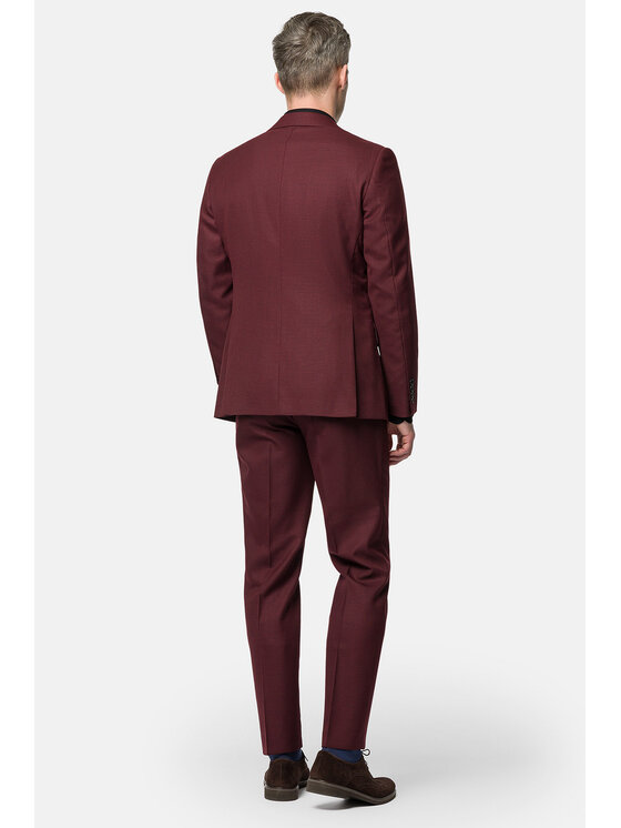Lancerto Lancerto Garnitur Tabasco GA073123000018 Bordowy Slim Fit