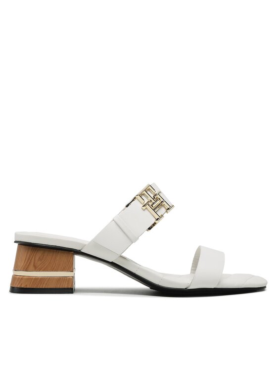 Tommy Hilfiger Tommy Hilfiger Шльопанці Hardware Block Mid Heel FW0FW07017 Білий