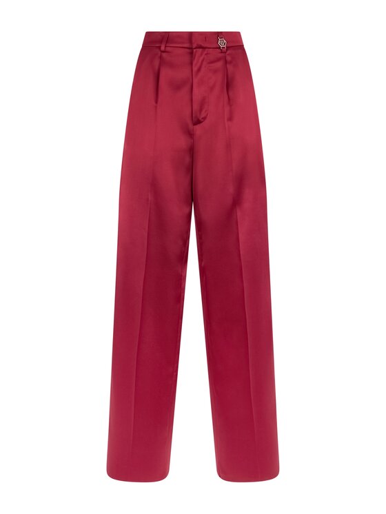 PHILIPP PLEIN PHILIPP PLEIN Kalhoty z materiálu 31257 Bordó Flare Fit