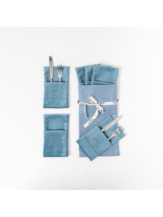 Doram design Doram design Dekoracja Welurowe etui na sztućce Cadet 6 szt. Niebieski