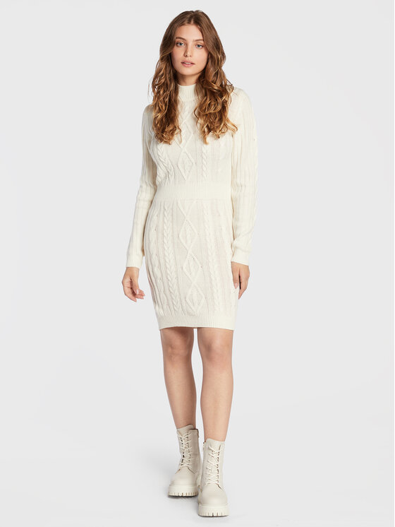 Brave Soul Brave Soul Плетена рокля LKD-230BRIDEN Бял Regular Fit