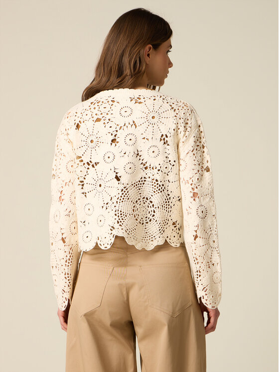 Oltre Oltre Kardigan M352J005607N002 Biały Cropp Fit