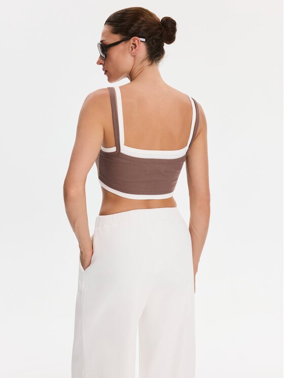 Nudyess Nudyess Spodnie materiałowe Canvas z prążka Kremowy Relaxed Fit