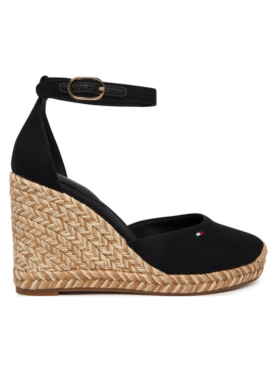 Tommy Hilfiger Tommy Hilfiger Espadrilky Flag High Wedge Espad Closed Toe FW0FW09225 Černá