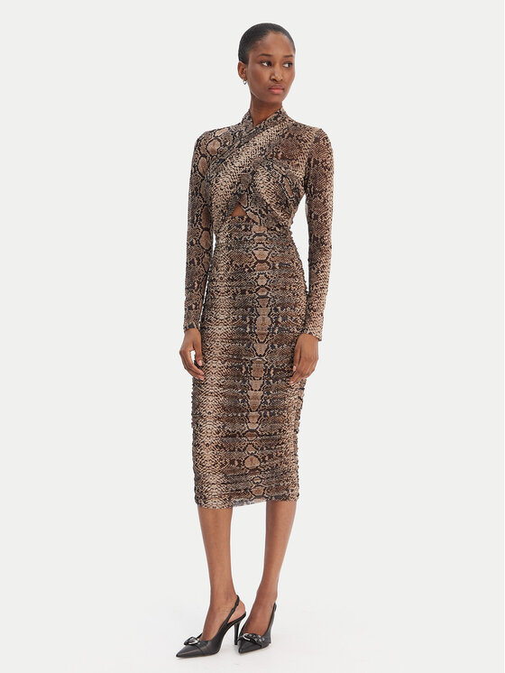 Bardot Bardot Koktejlové šaty Aliyah 56305DB4 Hnedá Slim Fit