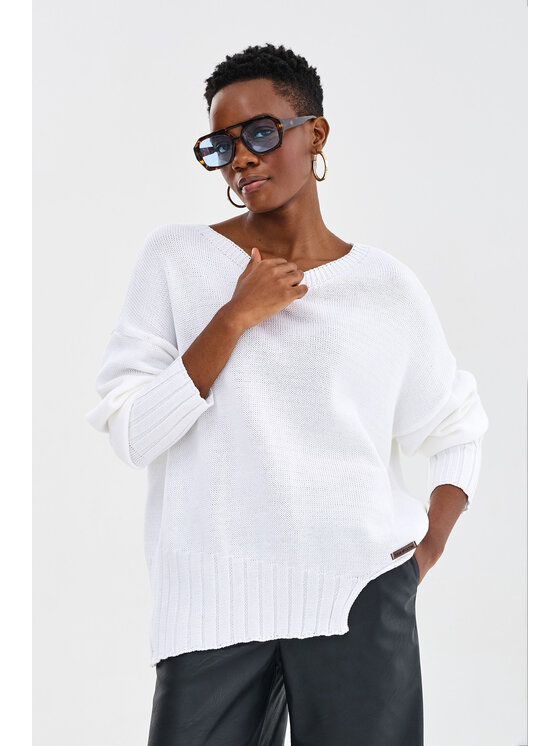 blue shadow blue shadow Sweter Bocq Écru Regular Fit