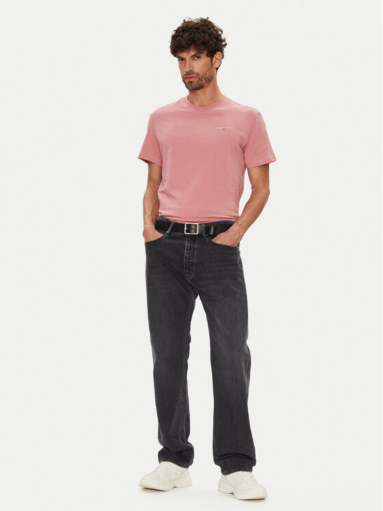 Tommy Jeans Tommy Jeans T-Shirt Linear Chest DM0DM21780 Różowy Slim Fit