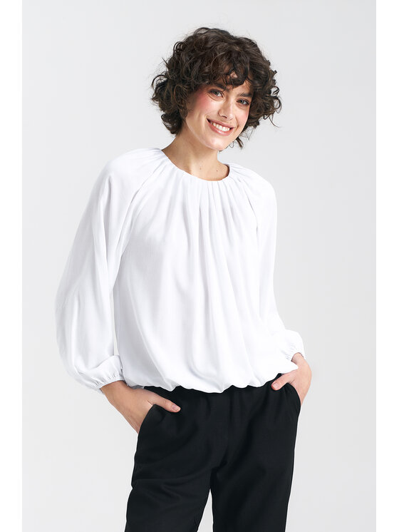 NIFE NIFE Bluzka B162 Écru Loose Fit