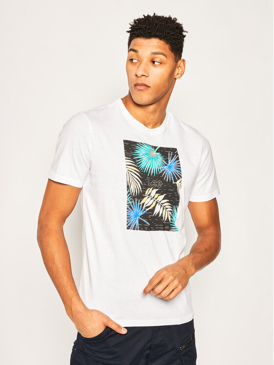 Lee Lee T-Shirt Botanical Print Tee L61IFE01 112113870 Biały Regular Fit
