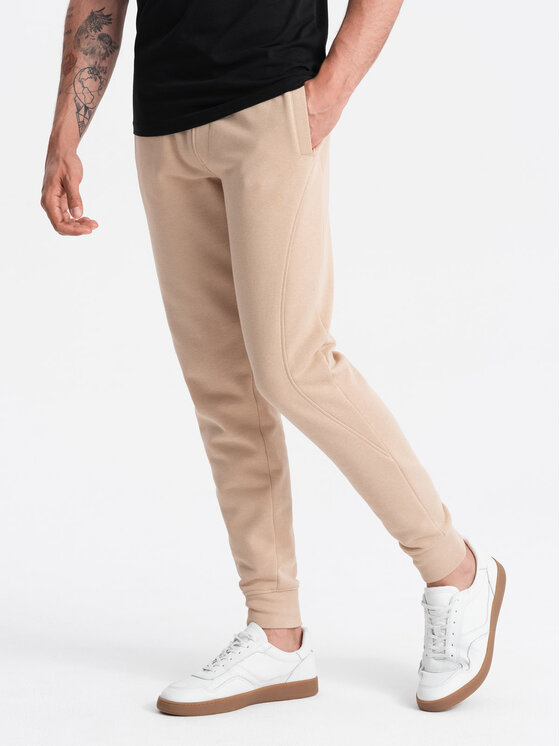 Ombre Ombre Joggers kalhoty OM-PABS-0174 Béžová Regular Fit