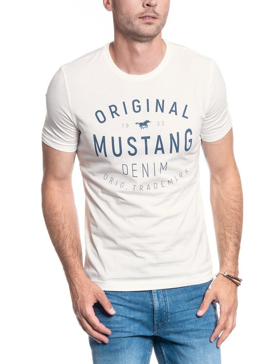 Mustang Mustang T-shirt ALEX C PRINT Beige Regular Fit