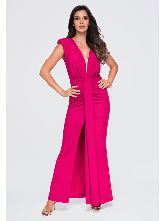 Ombre Ombre Sukienka wieczorowa LA-OM-DLR412 Różowy Slim Fit