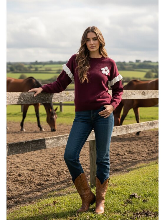 FIGL FIGL Svetr M1242 Bordó Regular Fit