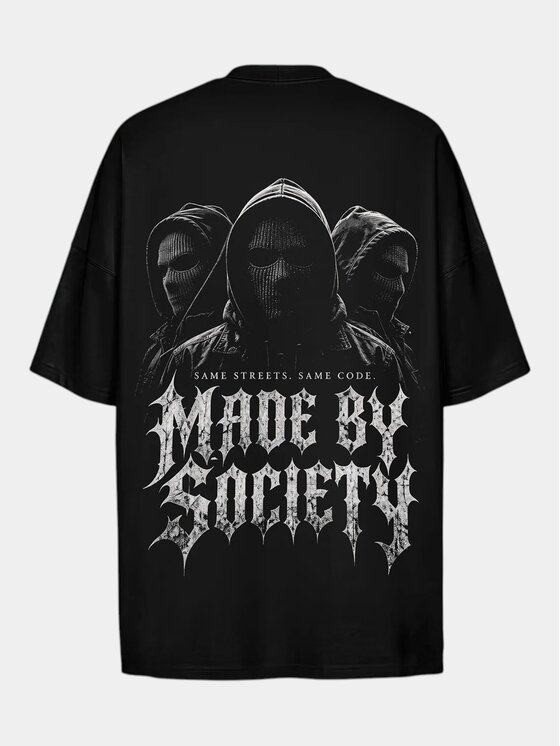 MADE BY SOCIETY MADE BY SOCIETY T-Shirt Three Fold - T18058 Czarny Basic Fit