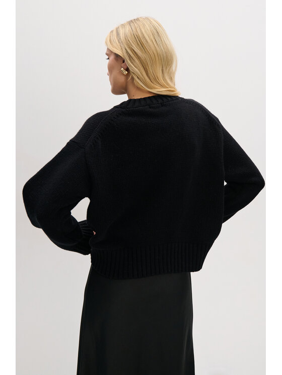Fobya Fobya Sweter F2087 Czarny Basic Fit