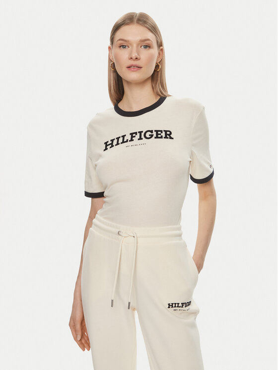 Tommy Hilfiger Tricou Monotype WW0WW41208 Bej Regular Fit