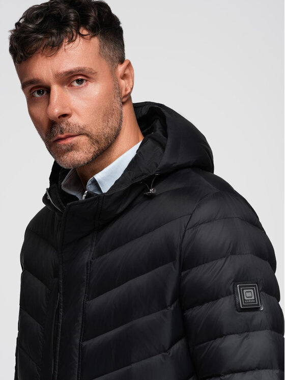Ombre Ombre Kurtka zimowa OM-JALJ-0212 Czarny Regular Fit