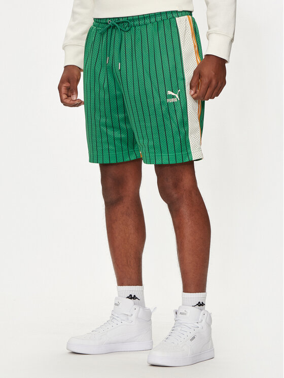 Puma Športové kraťasy T7 624394 Zelená Relaxed Fit