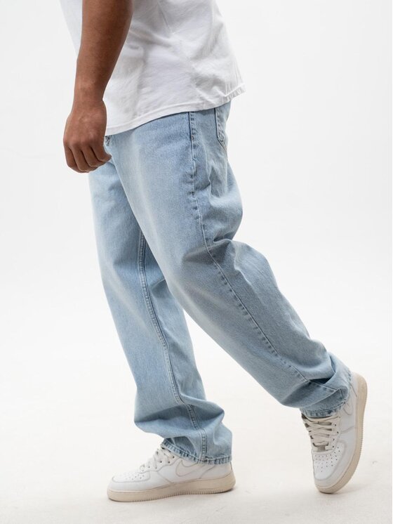 Jigga Wear Jigga Wear Jeansy Spodnie Jeansowe Baggy Męskie Sprane Jasne Niebieskie Jigga Wear Crown L Niebieski Baggy Fit