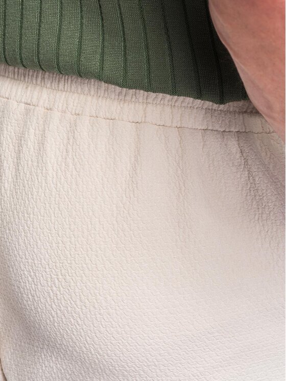 Ombre Ombre Spodnie materiałowe OM-PACP-0310 Biały Regular Fit