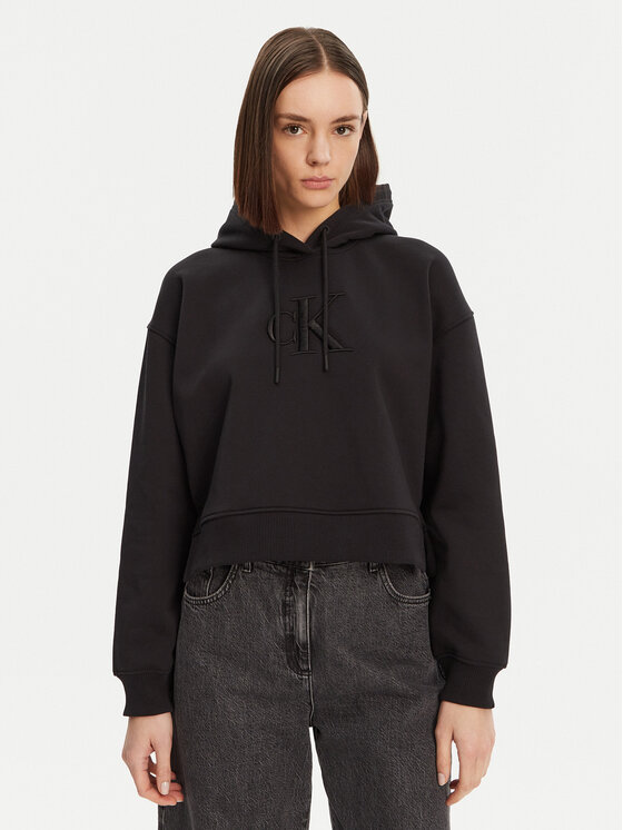 Calvin Klein Jeans Mikina J20J224718 Čierna Relaxed Fit