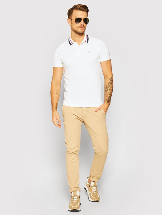 Tommy Jeans Polo Classics Tipped DM0DM09440 Blanc Regular Fit • Modivo.fr