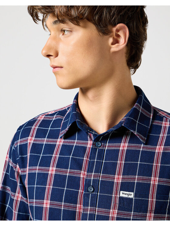 Wrangler Wrangler Koszula 1 PKT SHIRT Niebieski Regular Fit